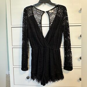 Elegant Black Lace Romper